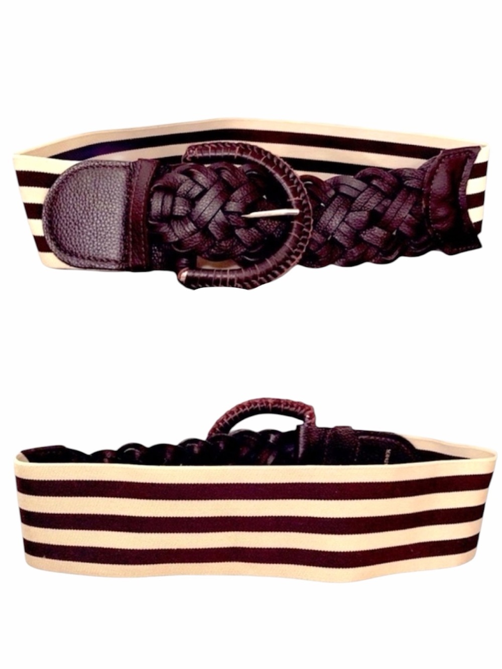 Motif 56 Brown and cream striped leather belt